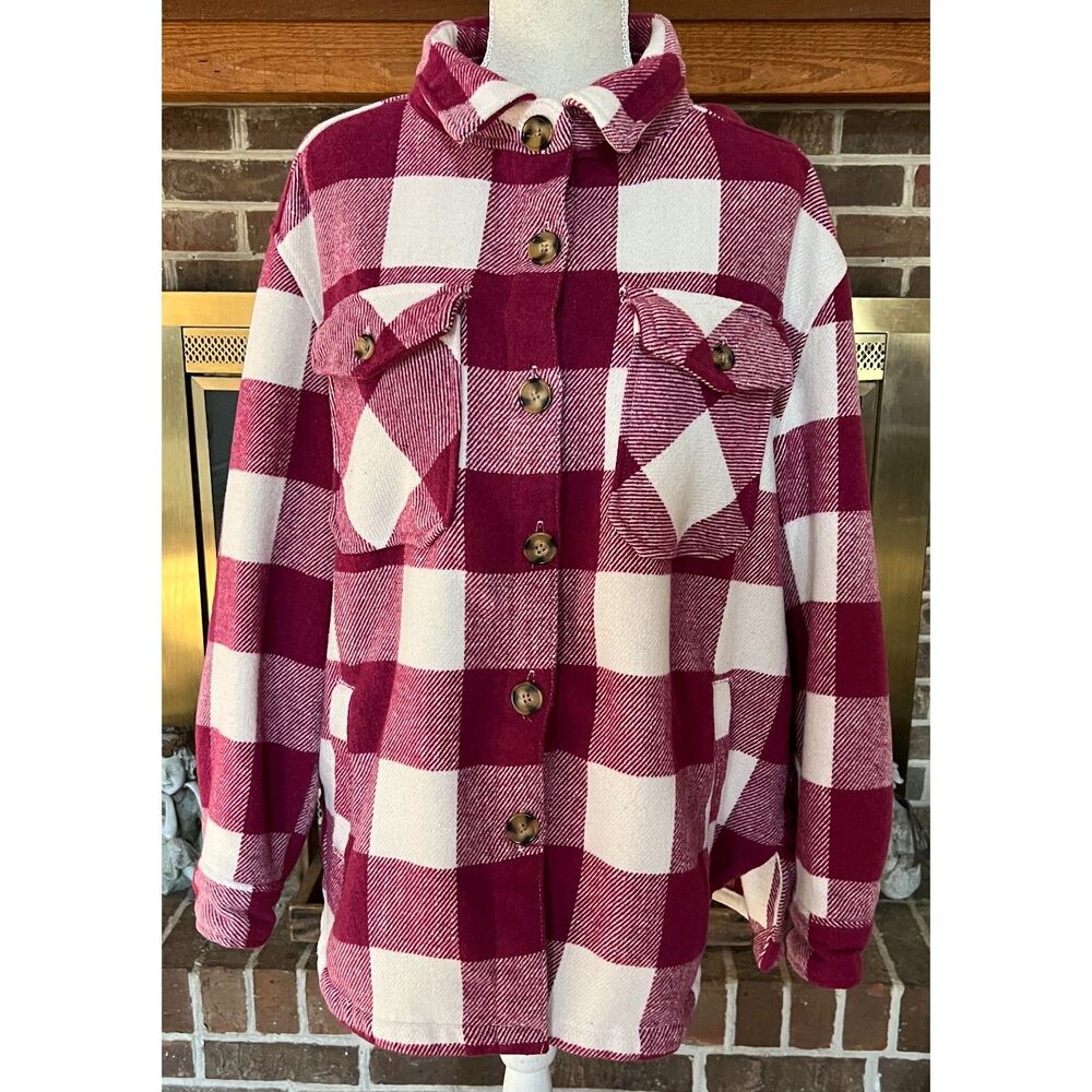 Member’s Mark Plaid Flannel  Button Up Shacket Shirt Jacket Size large